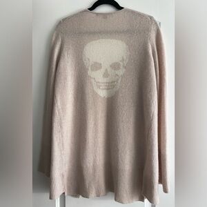 Skull Cashmere Open Front Blush/Cream Cardigan